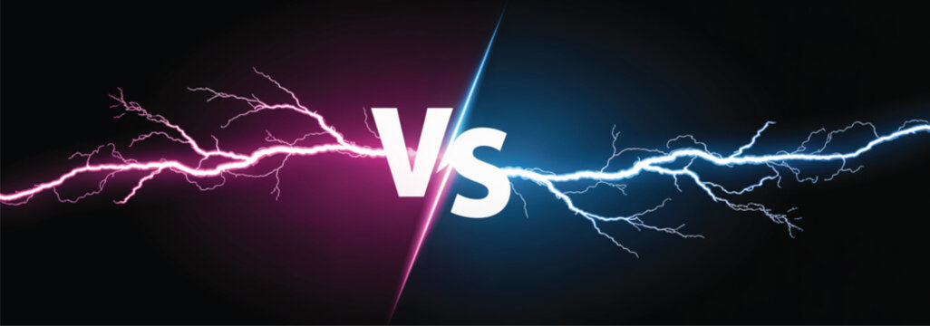 Versus Lightning Energy Background with Neon Electric Clash Effect Split Screen Pink and Blue Power Battle Concept for Gaming, Competition, and Digital Design