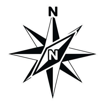 Black and white compass rose symbol, with two 'n' markings