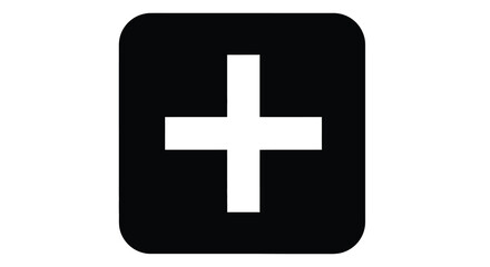 Obraz premium Plus sign icon in a rounded square white on black background silhouette high quality professional detailed modern elegant stylish clean crisp