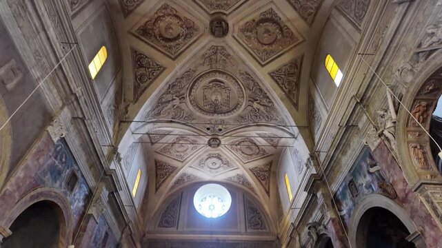 Architectural Close-up Of The Ornate Coffered Ceiling In San Pietro In Montorio, Rome