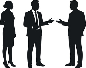 Fototapeta premium Business people silhouettes in professional conversation. Team collaboration concepts.