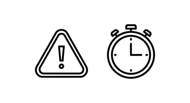Warning triangle with an exclamation mark and a stopwatch labeled 'incident active' real time triggered incident exclamation triangle stopwatch emergency attention notification illustration