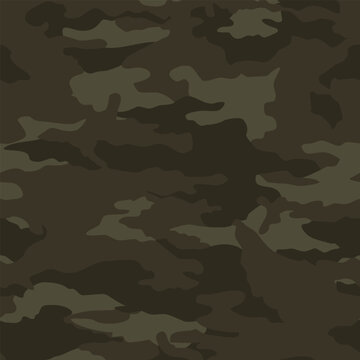 Dark camouflage seamless pattern in black and olive green tones for textile print for fabric, perfect for tactical gear, military fashion, and outdoor design
