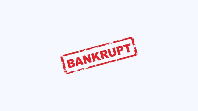 Red bankrupt rubber stamp. Suitable for financial concepts, business closure, debts, crisis situation, bankruptcy announcement, legal documents, or financial reports.