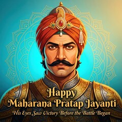 Obraz premium Maharana Pratap Editorial Digital Portrait – Royal Rajput Warrior Artwork