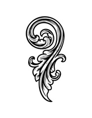 Fototapeta premium Decorative swirling floral design element.