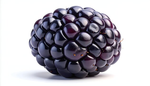 Close-up of a Fresh and Juicy Blackberry on White Background.