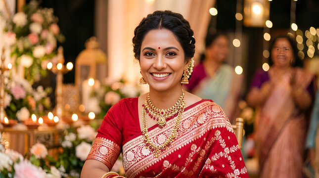 women is getting ready in traditional saree and jewellery with soft glam makeup on Karva Chauth, Navratri, Durga Puja, Diwali, Makar Sankranti, Dhanteras, Laxmi Poojan, Dassehra, Gudi Padwa