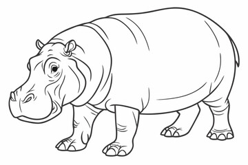 Obraz premium coloring page line art the hippopotamus black vector