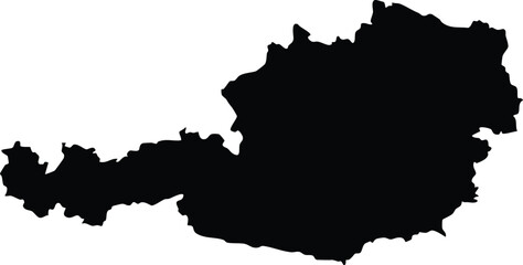 Black silhouette map of Austria a European country outline for travel and geography concepts isolated on a white background © Faizan