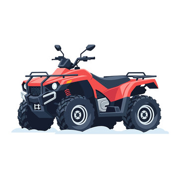 Red off-road quad bike vector illustration on white background