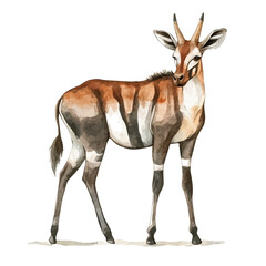 Okapi, watercolor illustration, vector, isolated on a white background. © zentrix