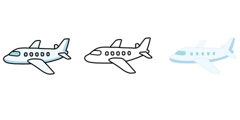 飛行機のイラストをバリエーション違いで3種類まとめたベクター素材 © pom
