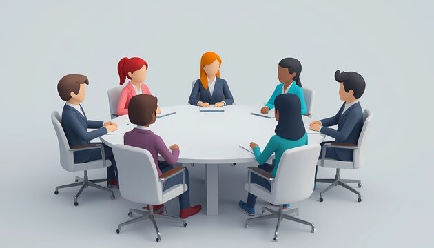 3D avatar characters in virtual business meeting