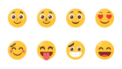 Fototapeta premium Emoji Expressions: A collection of delightful emoji characters, each expressing a unique emotion, perfect for conveying feelings and adding personality to digital communication.