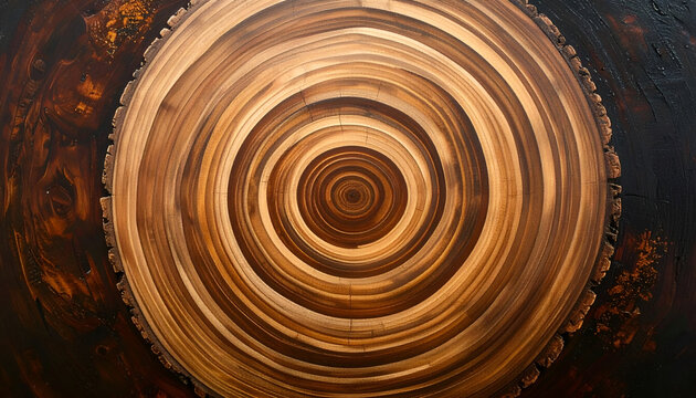 Close-up view of a tree trunk cross-section showing growth rings.