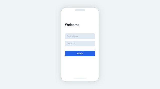 Mobile App Login UI UX Design Animation on Smartphone Screen
