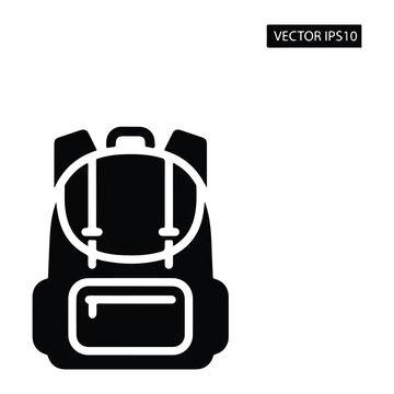 Black backpack with white outline symbol