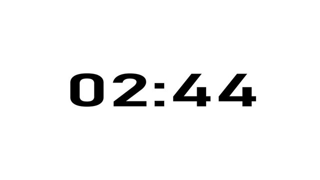 A wonderful black colors countdown animation,3 minutes to 0 minutes. Abstract 3 minute countdown animation with normal text on white background