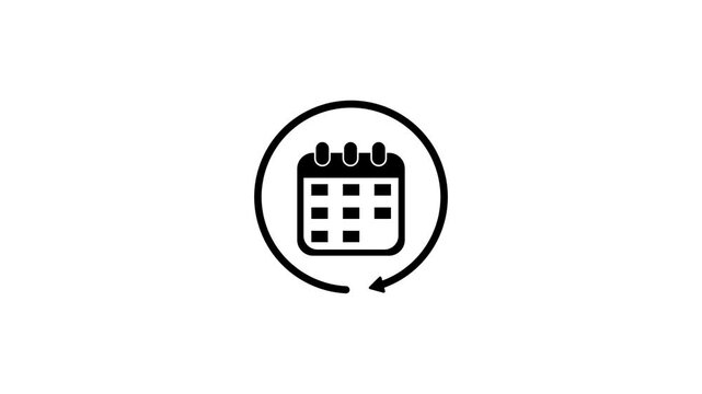 calendar icon and rounted arrows.motion animation. on a white background, with 4k video animation.