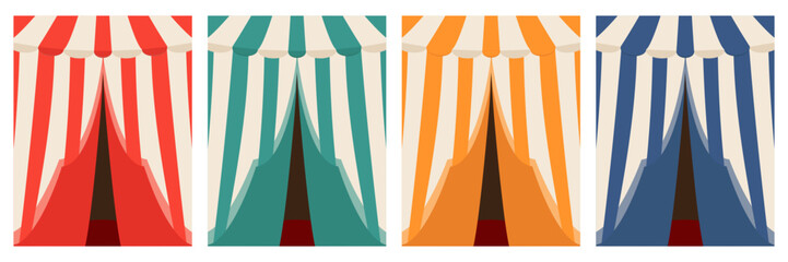 Vintage Carnival backgrounds set, circus templates with circus tent © Светлана Покидина