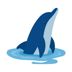 Cute dolphin jumping out of water playful ocean marine animal scene © INVITO ARTE