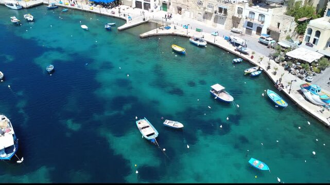 Famous Blue Lagoon at Comino Island, Malta, Aerial view