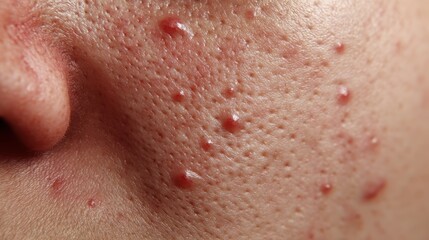 Fototapeta premium Closeup of skin with acne and enlarged pores