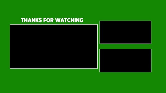 Animation end title no text with three templates for video on a original geometric background. `Thanks for watching` and. Thanks for watching and reminder for likes, comments and share.