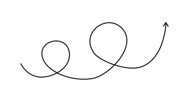 Animation of a line path from left to right point. Concept of movement, moving, flying and goal.