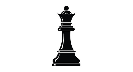 Black chess queen piece isolated on a white background elegant silhouette high quality professional detailed modern stylish clean crisp vibrant colorful © ArtBySalea07