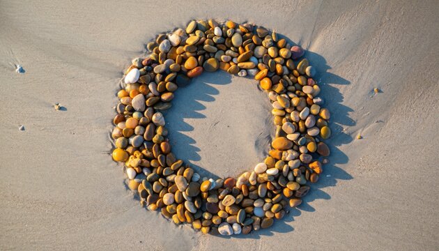 Pebble circle on sand
