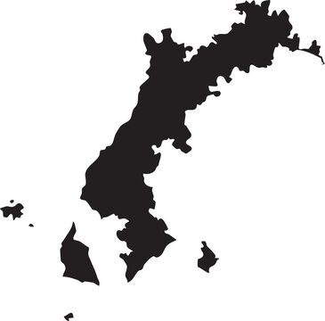 Black silhouette of the island of Samos Greece a simple vector map for travel and geography concepts isolated on white