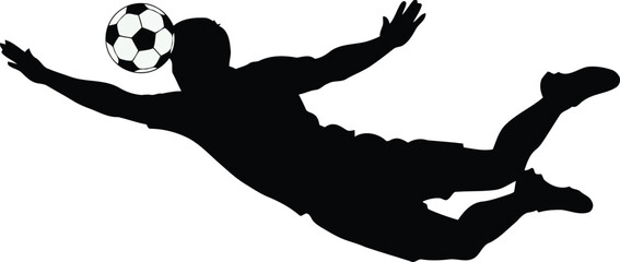 Silhouette of a soccer player heading a ball in mid-air © Sumitra