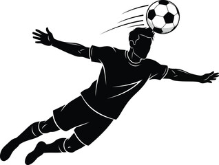 Silhouette of soccer player heading ball in mid air © Sumitra