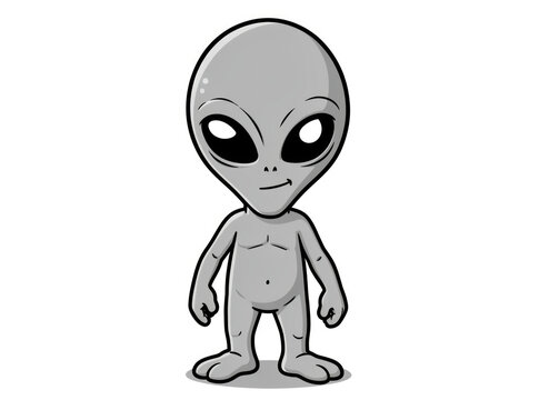 A  alien stands on a clean white surface, ready for use as an isolated illustration