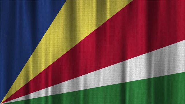 Seychelles Flag Animation With Fabric Texture