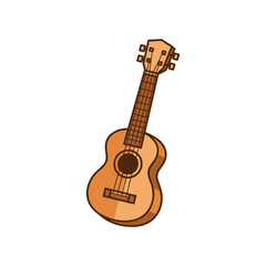 Obraz premium Ukulele acoustic guitar with four strings and wooden body sheet music instrument