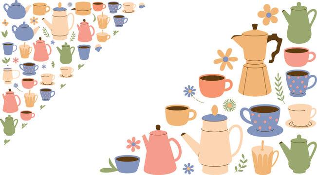 Alphabet Letter Z Design Made of Teapots Cups and Coffee Elements Creative Beverage Typography Vector Illustration on White Background