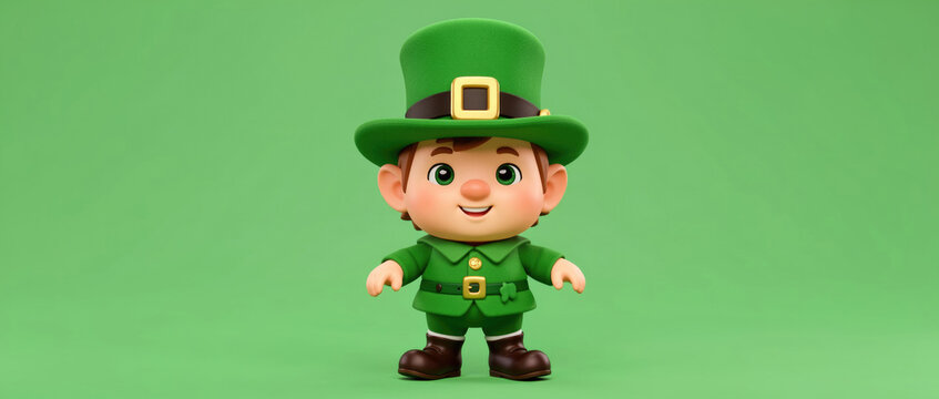 A small, mischievous leprechaun wearing a bright green hat and possibly up to no good