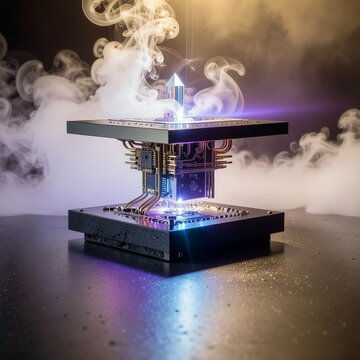 Composant technologique complexe avec circuits dor&eacute;s et fum&eacute;e cryog&eacute;nique