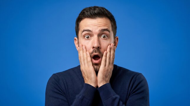 Surprised man with shocked expression on face.
