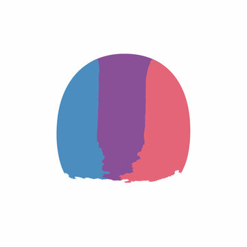 Bisexual pride flag illustration in a semi circular brush stroke