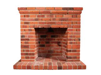 Obraz premium Simple design of a red brick fireplace against a white background