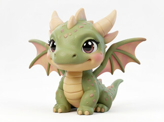 Fototapeta premium A small, colorful dragon sculpture on a white background