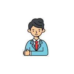 Fototapeta premium Businessman in blue suit giving thumbs up vector illustration