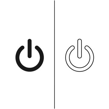 Power button symbol in solid and outline style for electronic device control with electronic technology interface electrical minimalist shutdown
