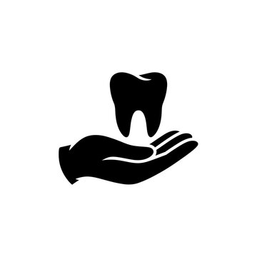 Hand Holding Single Tooth Icon Design Isolated Vector Illustration