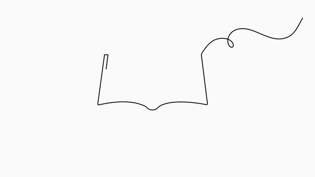 Open book icon animation in a clean and modern one line style