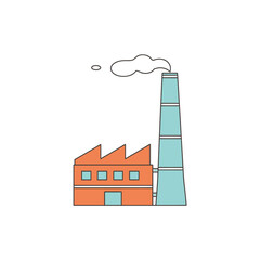 Naklejka premium Industrial factory building with chimney vector illustration